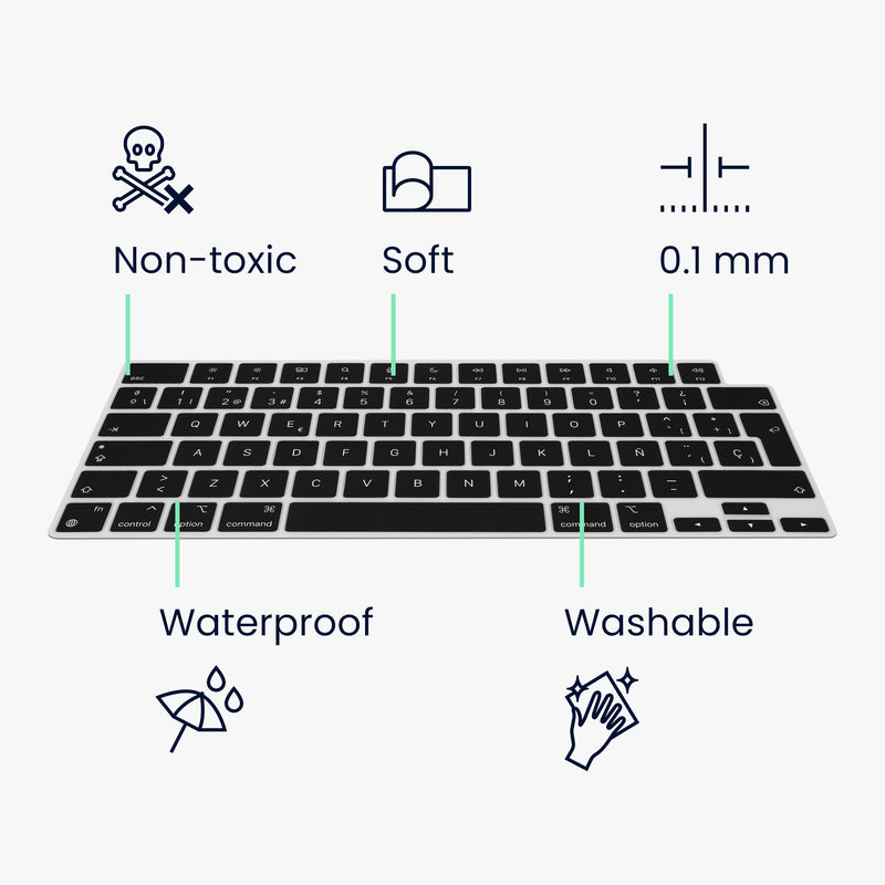 Silikon Tastaturschutz QWERTY (Spanien) kompatibel mit Apple MacBook Pro 16" (2023) M2 A2780 / M3 A2991