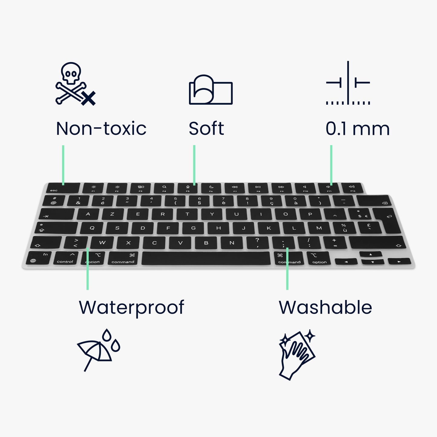 Silikon Tastaturschutz AZERTY (Frankreich, Belgien) kompatibel mit Apple MacBook Pro 16" (2023) M2 A2780 / M3 A2991
