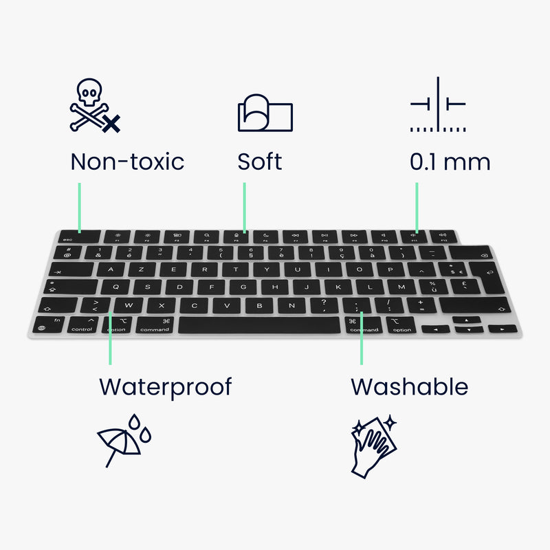 Silikon Tastaturschutz AZERTY (Frankreich, Belgien) kompatibel mit Apple MacBook Pro 16" (2023) M2 A2780 / M3 A2991