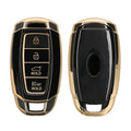 kwmobile Autoschlüssel Hülle kompatibel mit Hyundai 4-Tasten Elantra GT Accent Kona Veloster - Schlüsselhülle Silikon Cover - Schwarz Gold Schwarz  [dsg01]