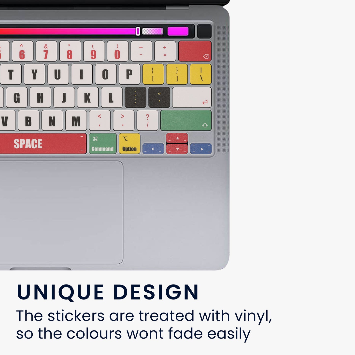 kwmobile Tastatur Aufkleber Englisch kompatibel mit Apple MacBook Pro 13.3 M1 M2 (A2289 / A2251 / A2338) Keyboard Sticker Farb-Aufkleber für US QWERTY Tastatur