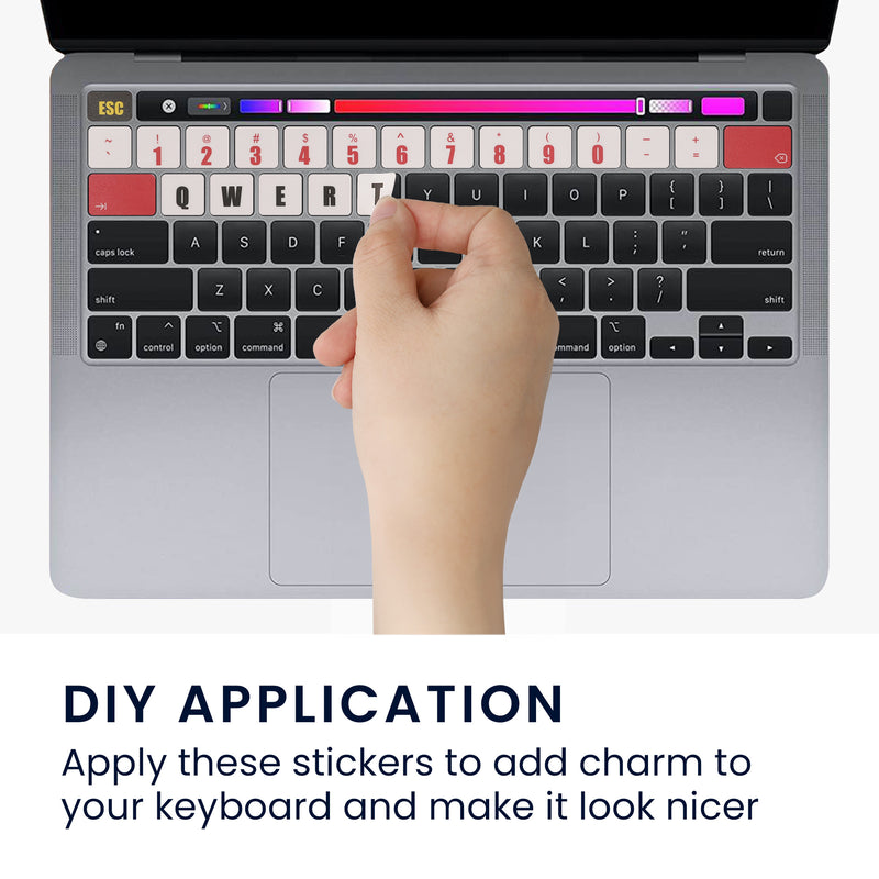 kwmobile Tastatur Aufkleber Englisch kompatibel mit Apple MacBook Pro 13.3 M1 M2 (A2289 / A2251 / A2338) Keyboard Sticker Farb-Aufkleber für US QWERTY Tastatur