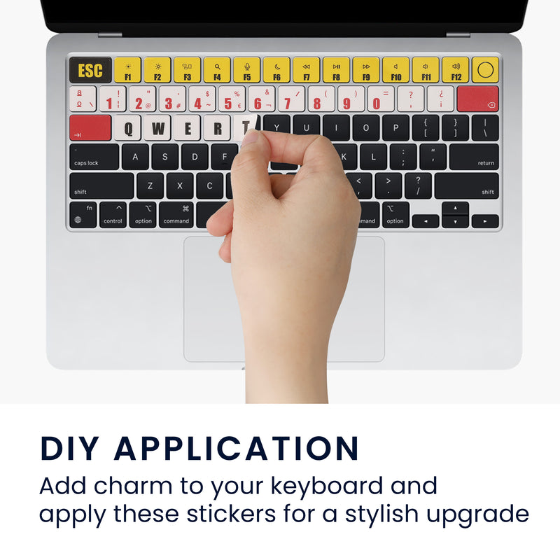 kwmobile Tastatur Aufkleber Spanisch kompatibel mit Apple MacBook Air 13" 2018 2019 2020 A1932 Keyboard Sticker Farb-Aufkleber für ES QWERTY Tastatur