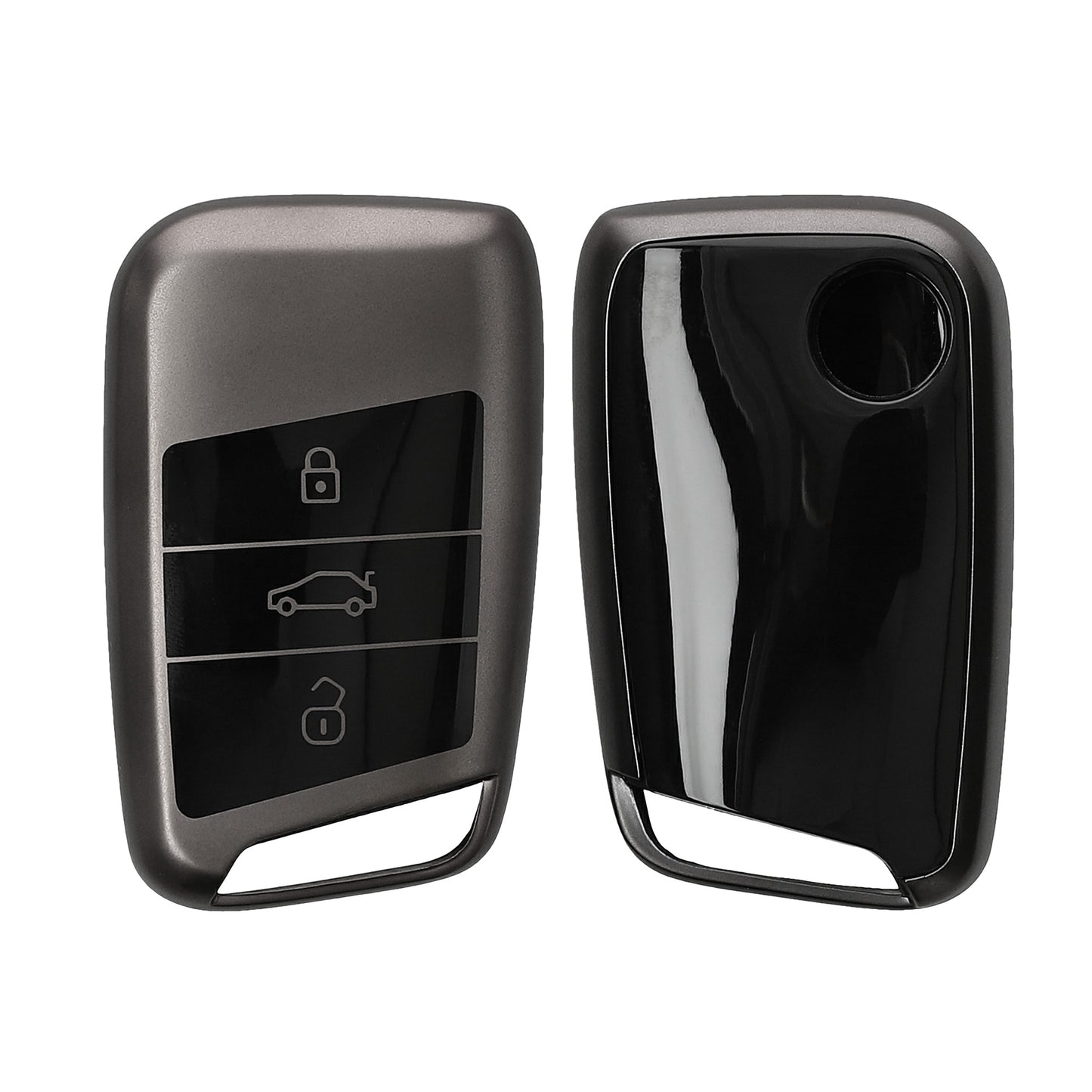 kwmobile Autoschlüssel Hülle kompatibel mit VW 3-Tasten Autoschlüssel (nur Keyless Go) - Schlüsselhülle Silikon Cover - Schwarz matt Schwarz Schwarz matt  [dsg01]