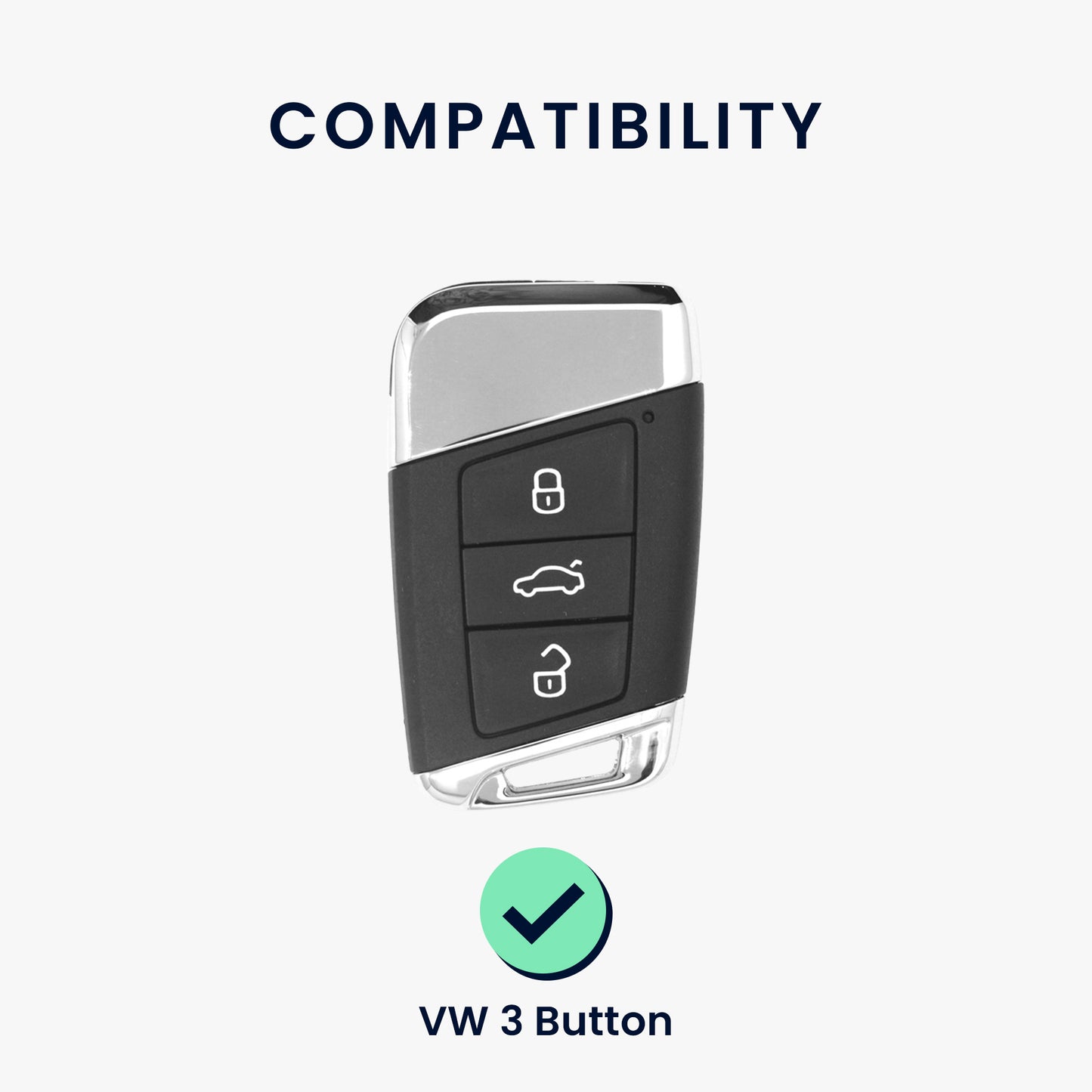 kwmobile Autoschlüssel Hülle kompatibel mit VW 3-Tasten Autoschlüssel (nur Keyless Go) - Schlüsselhülle Silikon Cover