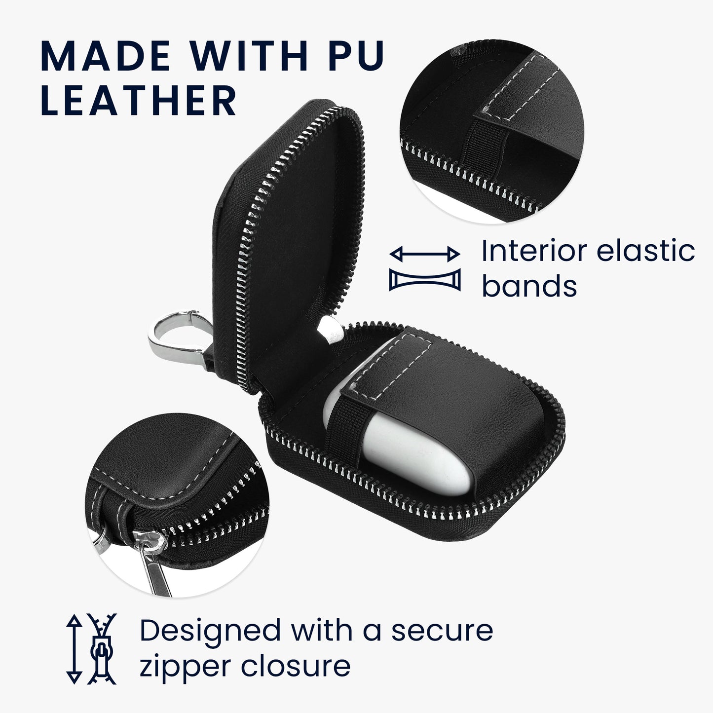 kwmobile In-Ear Kopfhörer Case kompatibel mit in-ear Headphones Hülle - Headphones Schutzhülle aus Kunstleder - Innenmaße 6 x 5 cm