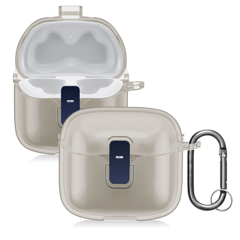kwmobile Hülle kompatibel mit JBL Tune Flex - Hardcover Schutzhülle Etui Case Cover Kopfhörer - Transparent Schwarz Transparent  [dsg02]