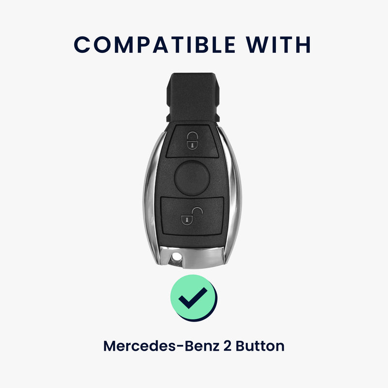 kwmobile Autoschlüssel Hülle kompatibel mit Mercedes Benz 2-Tasten Autoschlüssel (nur Keyless Go) Hülle - Schlüsselhülle mit Key Ring Anhänger - Cover Schwarz
