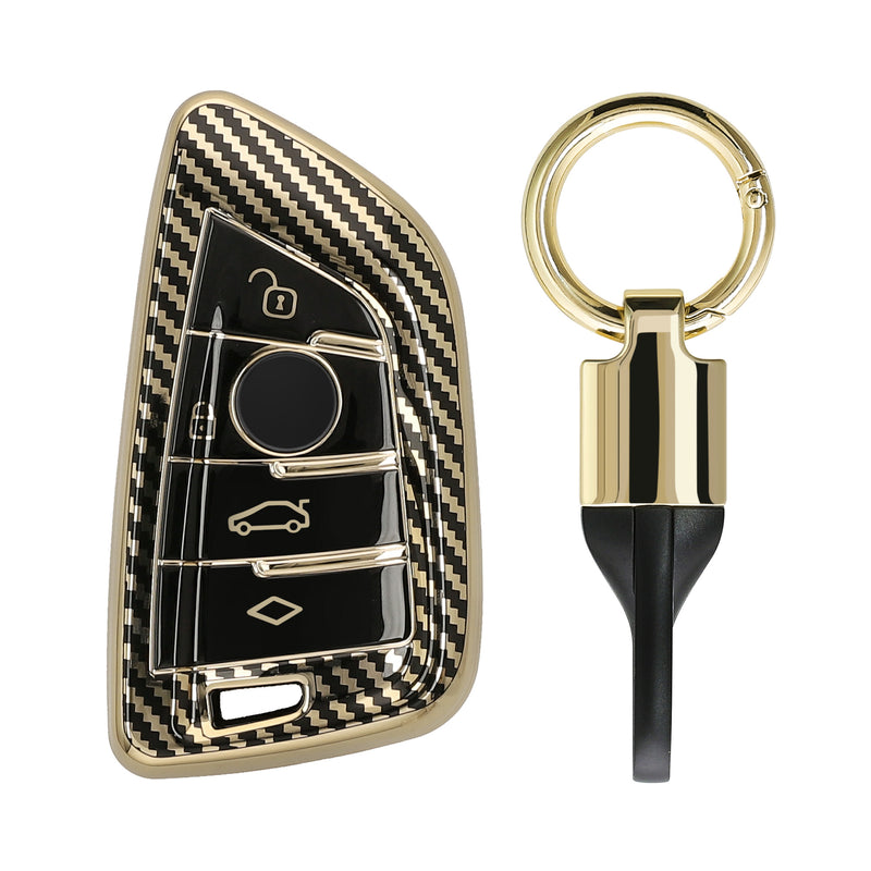 kwmobile Autoschlüssel Hülle kompatibel mit BMW 3-Tasten Smart Key Autoschlüssel Hülle - Schlüsselhülle mit Key Ring Anhänger - Cover Schwarz