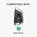 kwmobile Autoschlüssel Hülle kompatibel mit BMW 3-Tasten Smart Key Autoschlüssel Hülle - Schlüsselhülle mit Key Ring Anhänger - Cover Schwarz