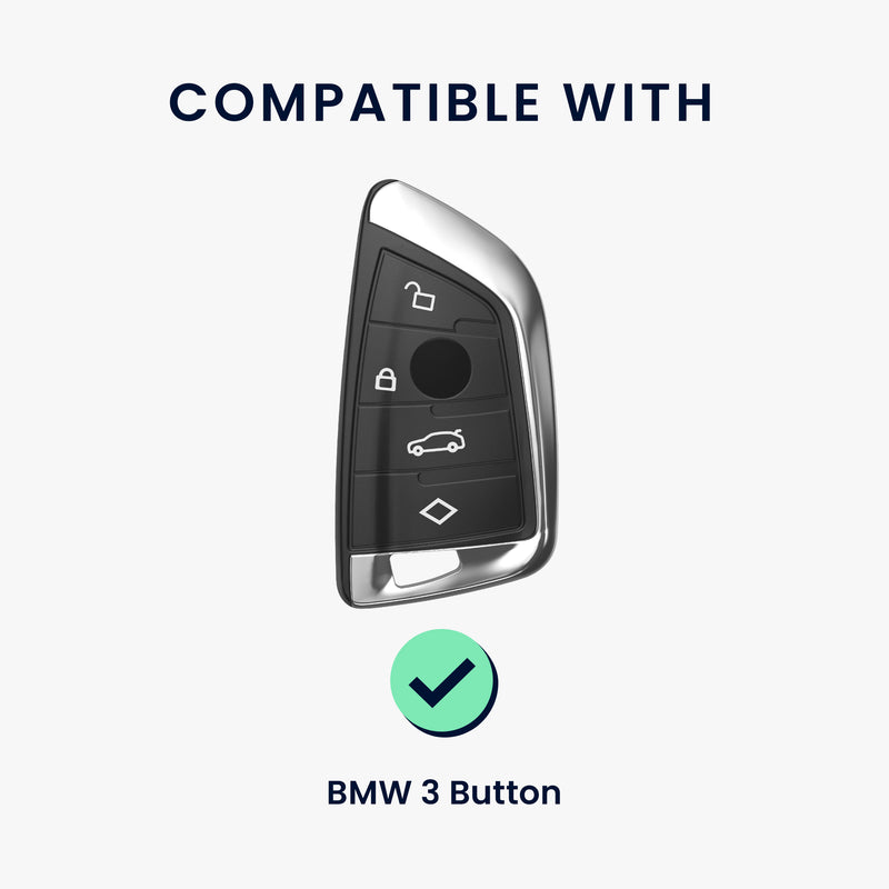 kwmobile Autoschlüssel Hülle kompatibel mit BMW 3-Tasten Smart Key Autoschlüssel Hülle - Schlüsselhülle mit Key Ring Anhänger - Cover Schwarz