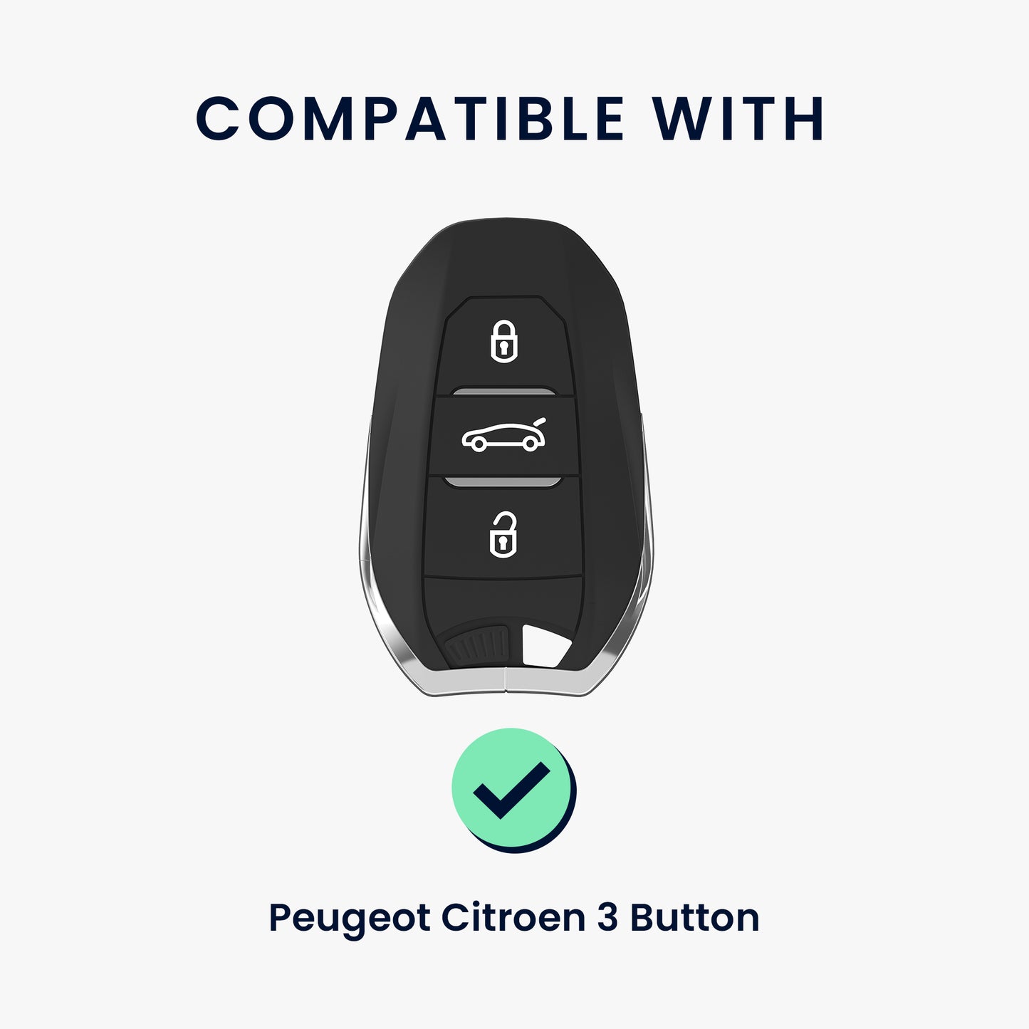 Hülle für Peugeot Citroen 3-Tasten Smartkey Autoschlüssel (nur Keyless Go)