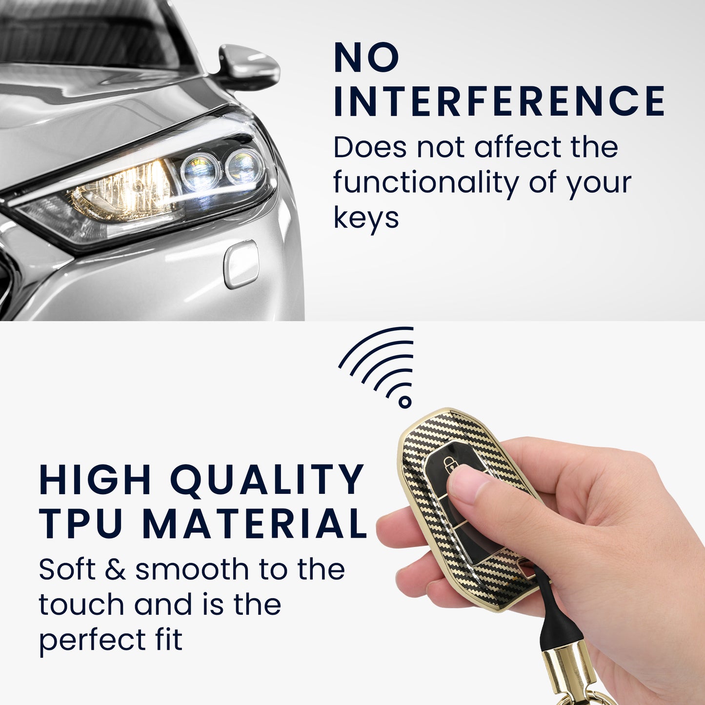 Hülle für Peugeot Citroen 3-Tasten Smartkey Autoschlüssel (nur Keyless Go)