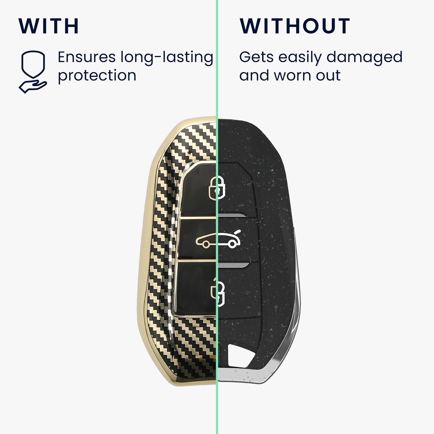 Hülle für Peugeot Citroen 3-Tasten Smartkey Autoschlüssel (nur Keyless Go)