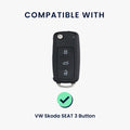 kwmobile Autoschlüssel Hülle kompatibel mit VW Skoda Seat 3-Tasten Autoschlüssel Hülle - Schlüsselhülle mit Key Ring Anhänger - Cover