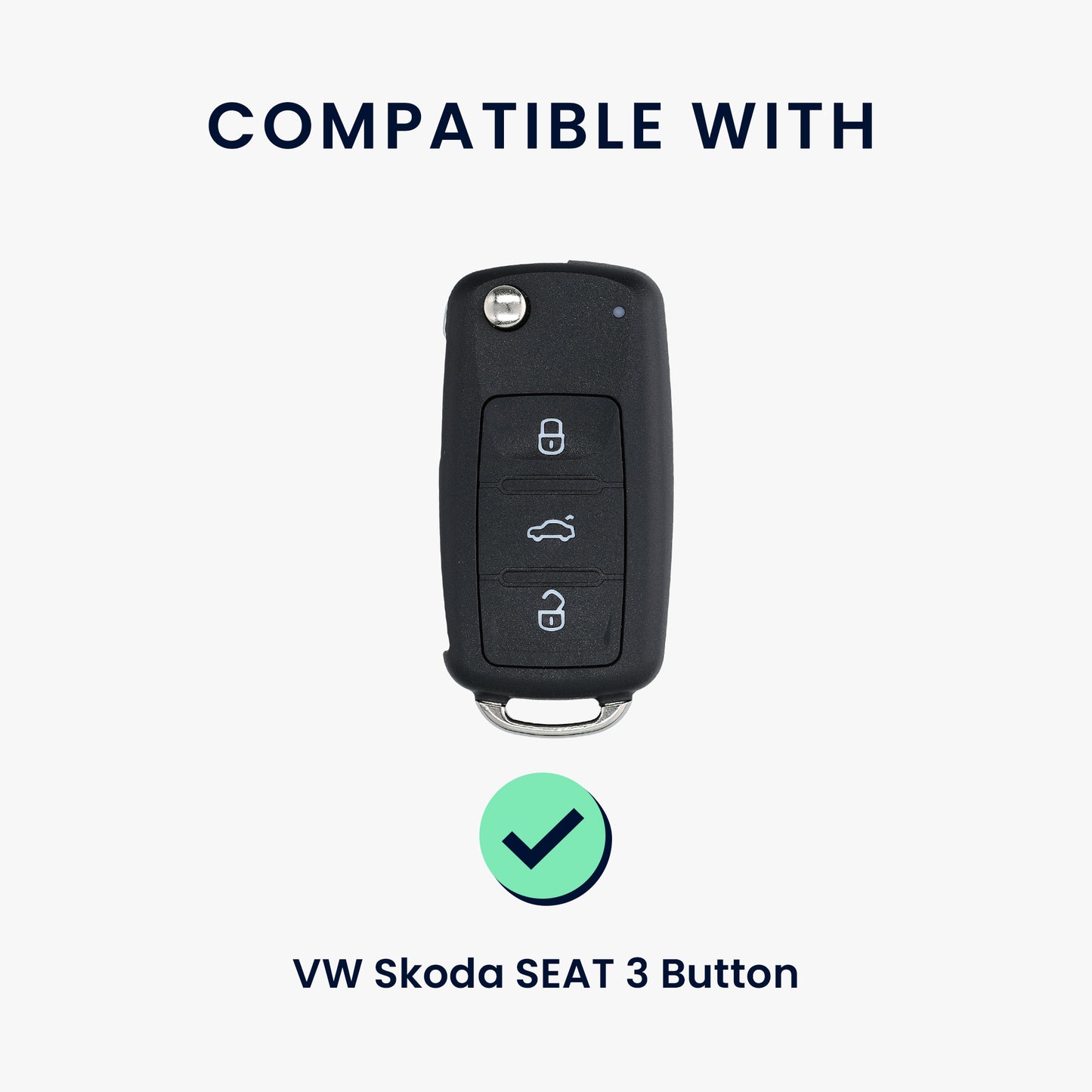 kwmobile Autoschlüssel Hülle kompatibel mit VW Skoda Seat 3-Tasten Autoschlüssel Hülle - Schlüsselhülle mit Key Ring Anhänger - Cover