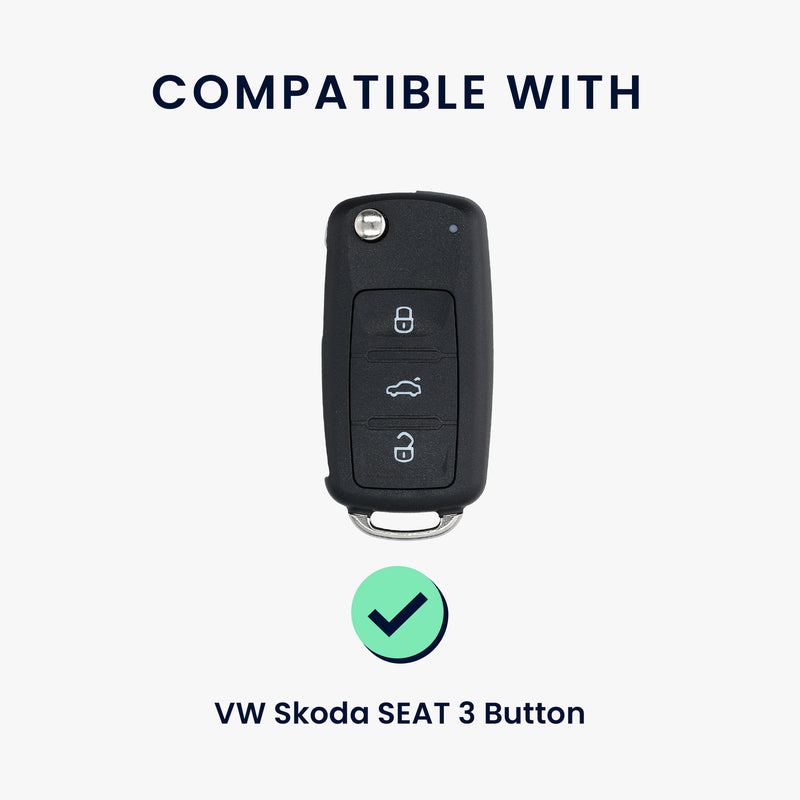kwmobile Autoschlüssel Hülle kompatibel mit VW Skoda Seat 3-Tasten Autoschlüssel Hülle - Schlüsselhülle mit Key Ring Anhänger - Cover