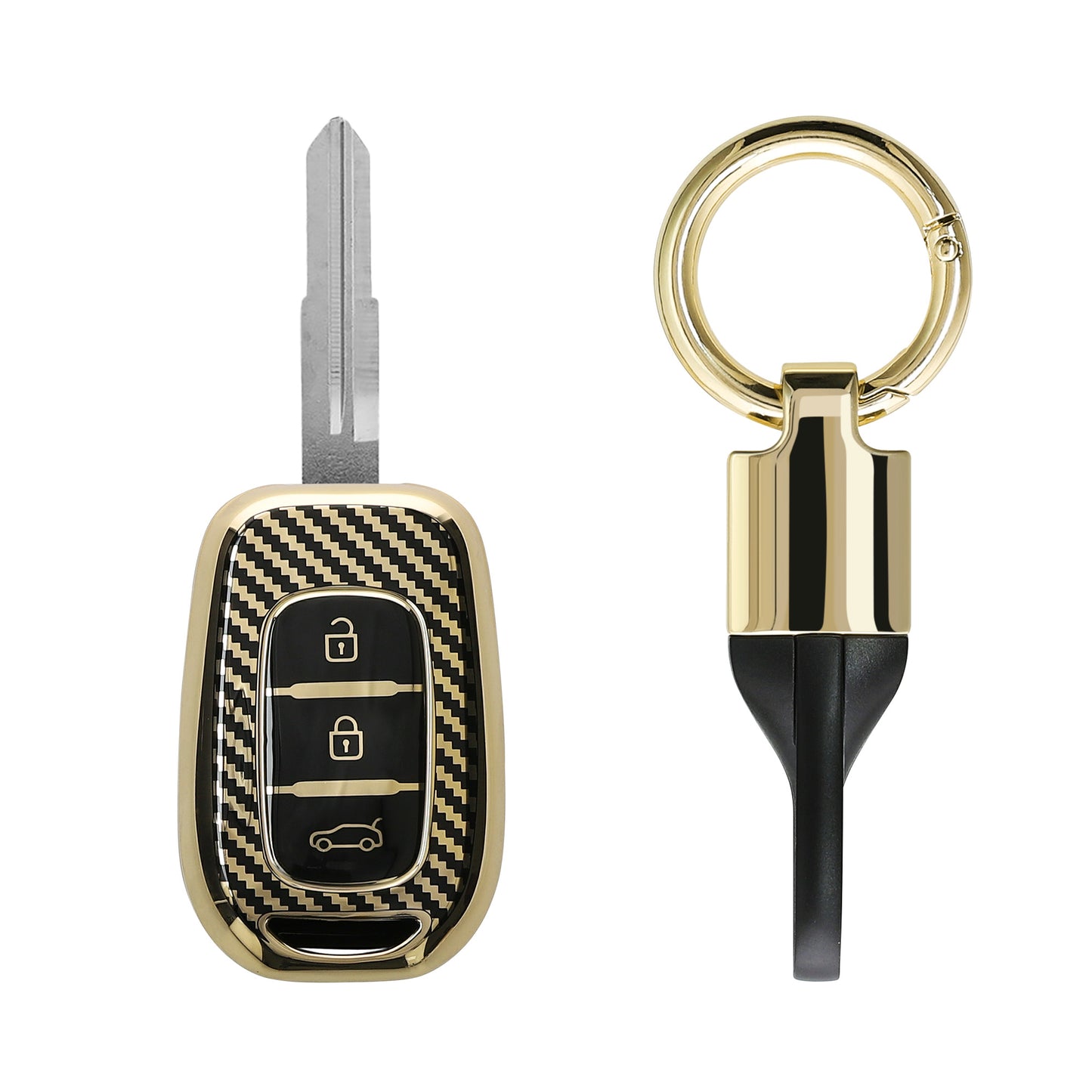 kwmobile Autoschlüssel Hülle kompatibel mit Renault 3-Tasten Dacia Sandero Stepway 2021 Hülle - Schlüsselhülle mit Key Ring Anhänger - Cover