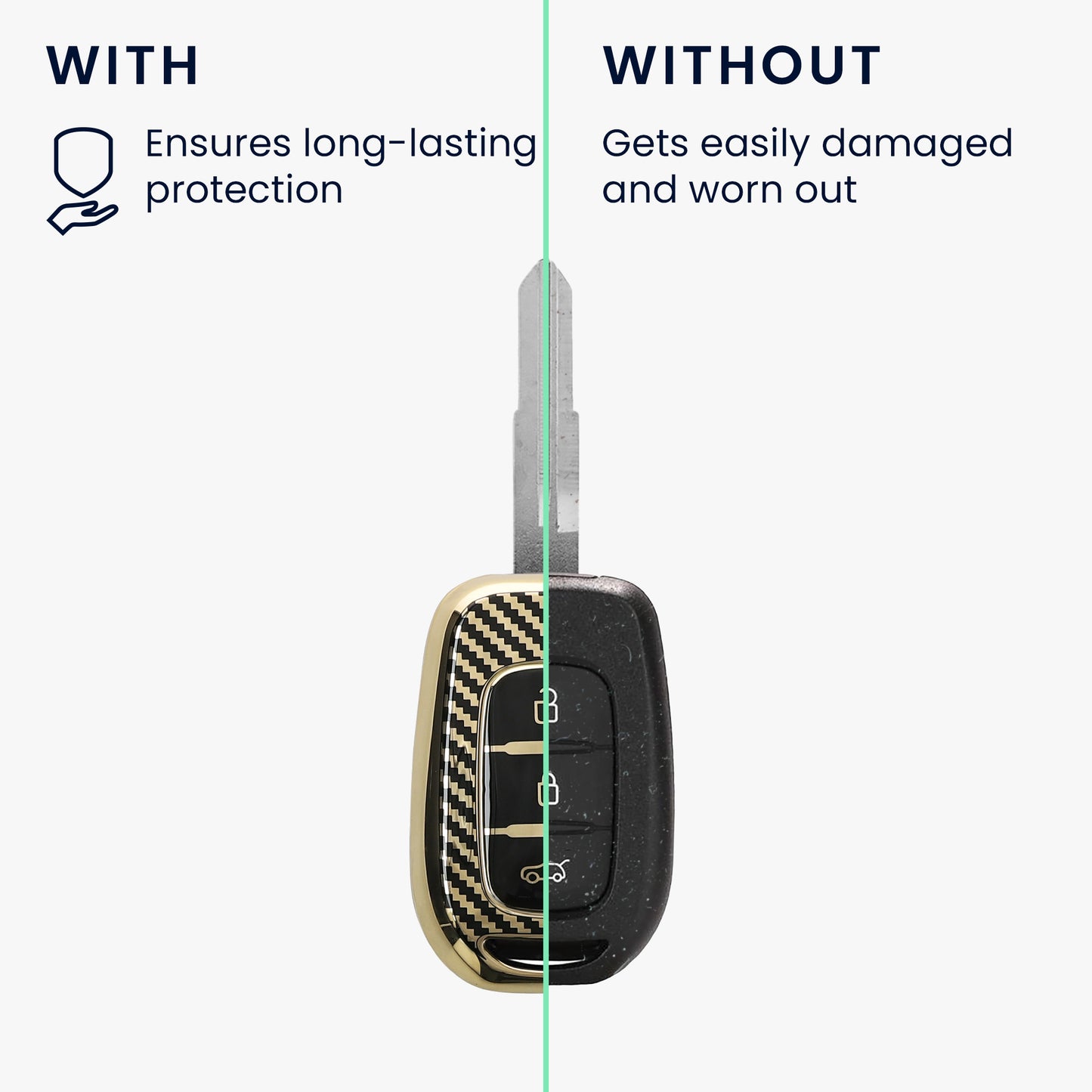 kwmobile Autoschlüssel Hülle kompatibel mit Renault 3-Tasten Dacia Sandero Stepway 2021 Hülle - Schlüsselhülle mit Key Ring Anhänger - Cover