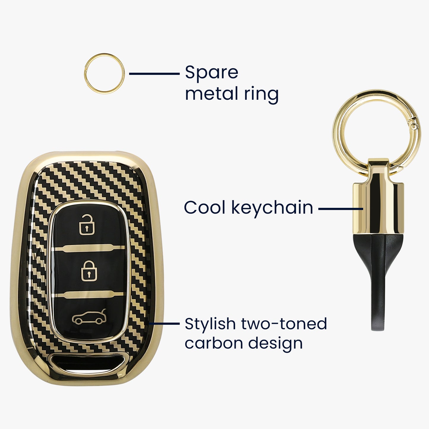 kwmobile Autoschlüssel Hülle kompatibel mit Renault 3-Tasten Dacia Sandero Stepway 2021 Hülle - Schlüsselhülle mit Key Ring Anhänger - Cover