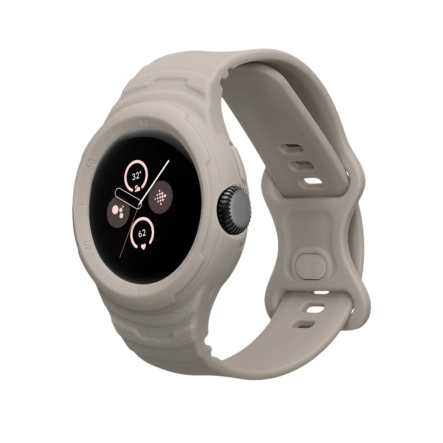 kwmobile Sportarmband kompatibel mit Google Pixel Watch 2 / Pixel Watch 1 - Armband TPU Silikon für Fitnesstracker - mit Schutz Bumper Grau Grau  [dsg02]