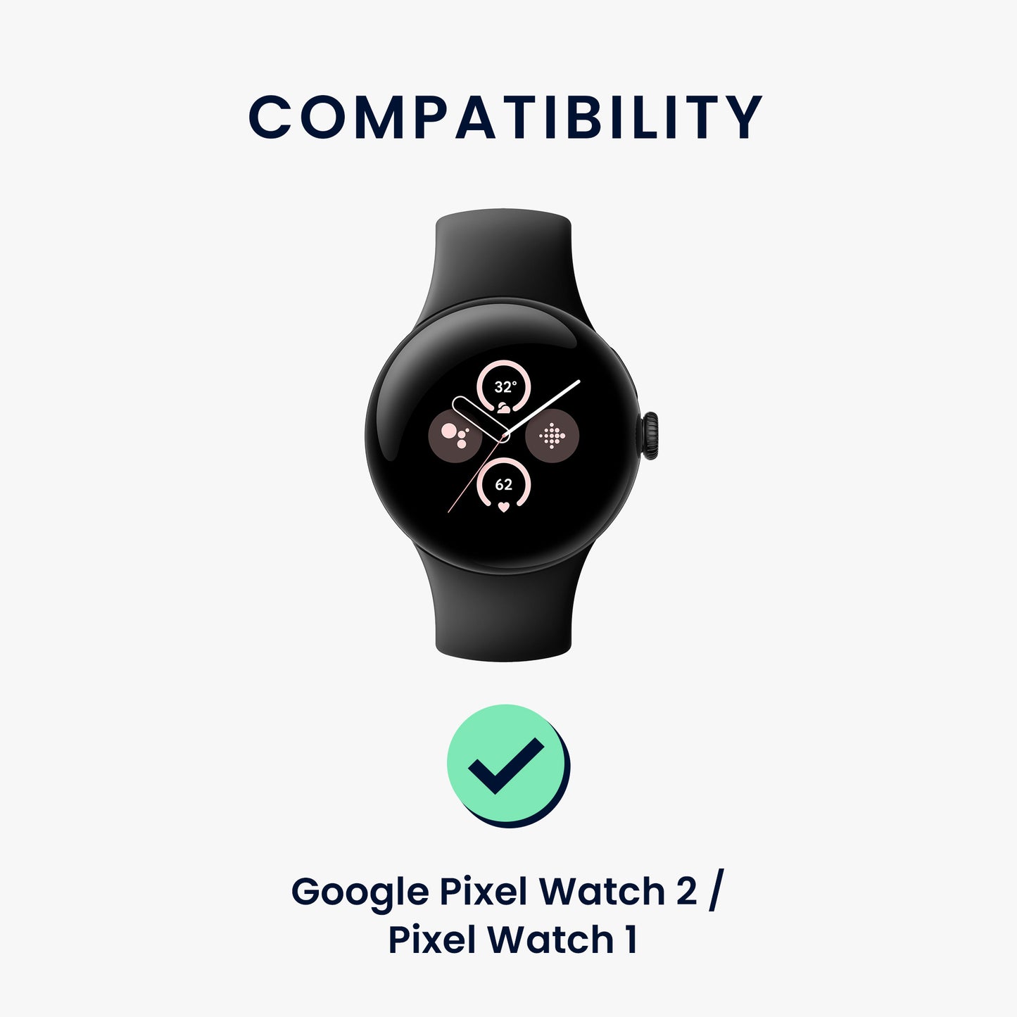 kwmobile Sportarmband kompatibel mit Google Pixel Watch 2 / Pixel Watch 1 - Armband für Fitnesstracker - mit Schutz Bumper