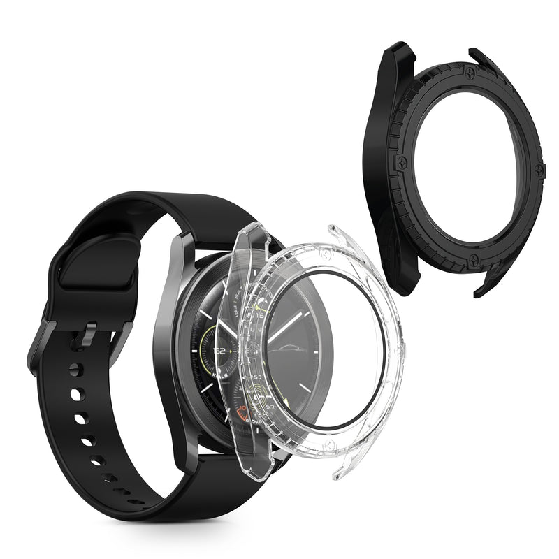 kwmobile 2x Cover kompatibel mit Xiaomi Watch S3 Hülle - Fullbody Fitnesstracker Case Set aus Glas - Schwarz Transparent Schwarz  [dsg01]