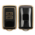 kwmobile Autoschlüssel Hülle kompatibel mit Renault 4-Tasten Smartkey Autoschlüssel (nur Keyless Go) - Schlüsselhülle Silikon Cover - Schwarz Gold Schwarz  [dsg01]