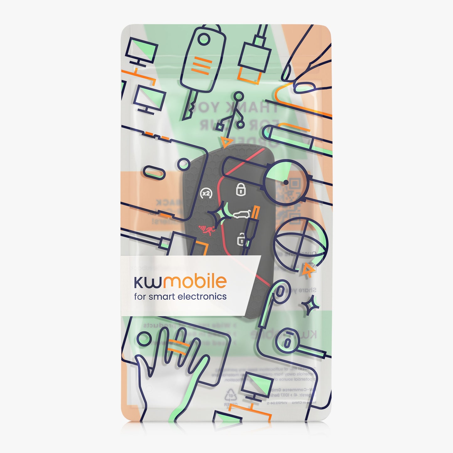 kwmobile Autoschlüssel Schutzhülle kompatibel mit VW Golf 8 5-Tasten Seat Leon MK4 Tarraco Atec Hülle - Schlüsselhülle aus Silikon