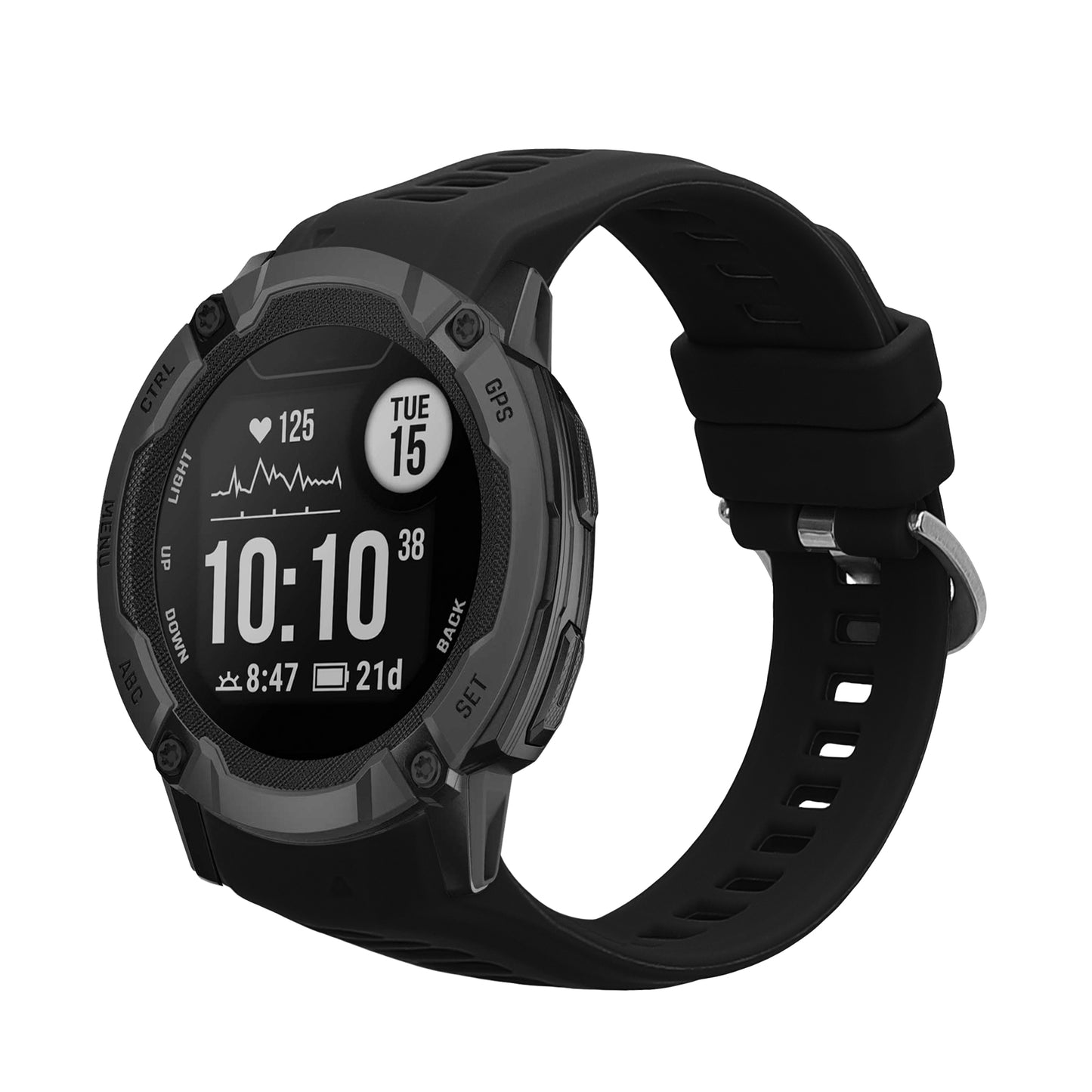 kwmobile 1x Uhrenarmband für Garmin Instinct 2S Armband - Fitnesstracker Band Set aus TPU Silikon - Ersatzarmband Smartwatch - Schwarz Schwarz  [dsg01]