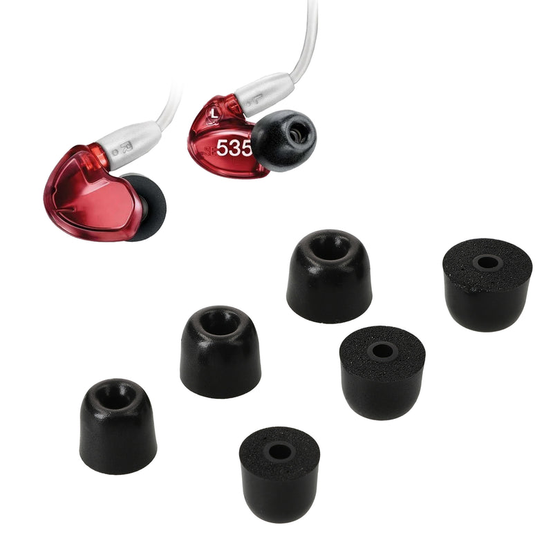 kwmobile 6x Ersatz In Ear Kopfhörer kompatibel mit Shure AONIC 215 / SE215 / SE846 / SE535 / SE112 - 3 Größen - Polster Ohrstöpsel In-Ear Ohrhörer - Schwarz Schwarz  