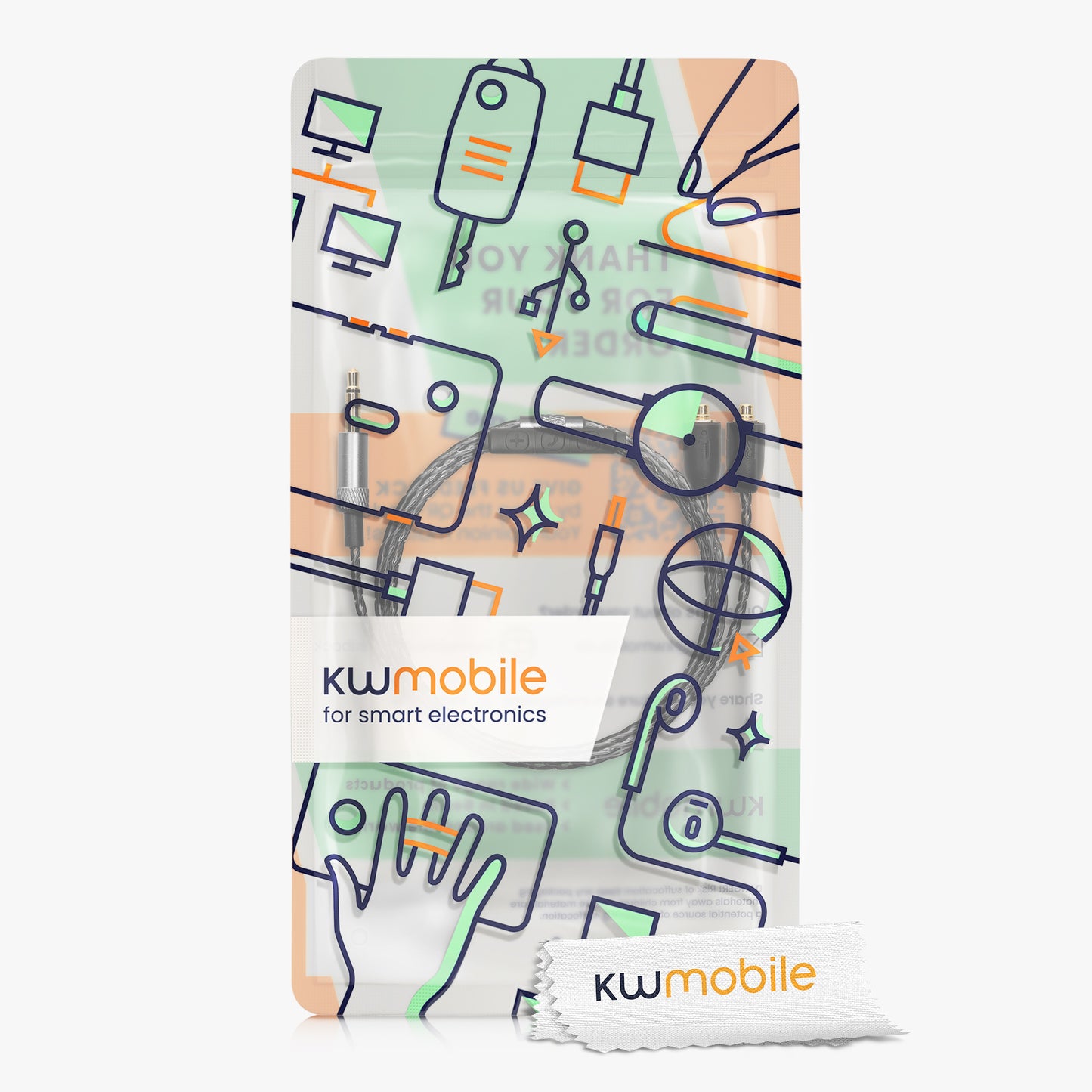 kwmobile Kopfhörerkabel für Shure SE215 / SE315 / SE425 / SE535 / SE846 / UE900 - Ersatz Kabel 120 cm Mikrofon Lautstärkeregler - 3.5mm Klinke