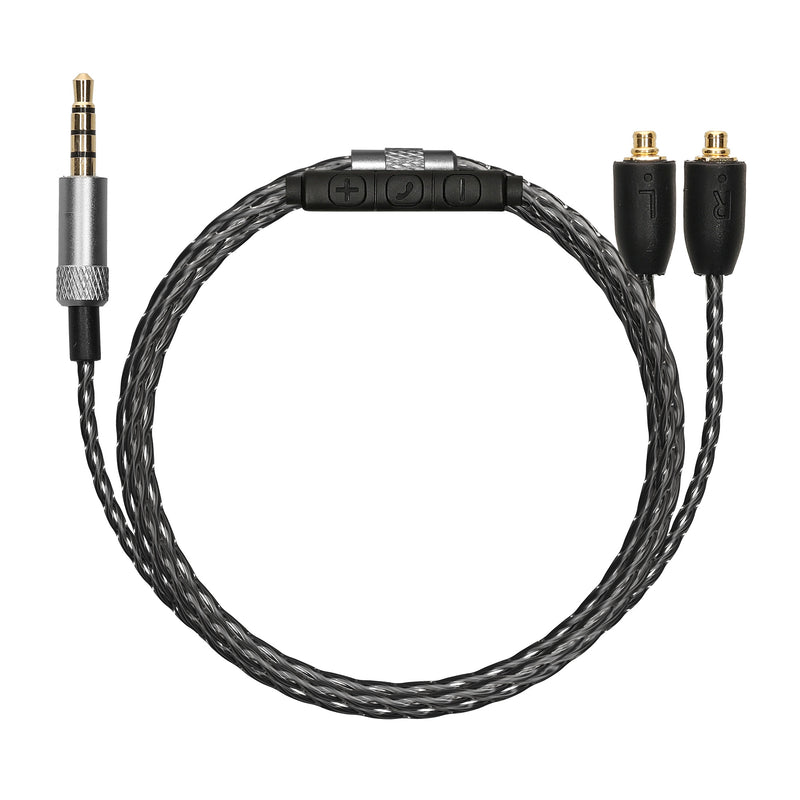 kwmobile Kopfhörerkabel für Shure SE215 / SE315 / SE425 / SE535 / SE846 / UE900 - Ersatz Kabel 120 cm Mikrofon Lautstärkeregler - 3.5mm Klinke Schwarz  