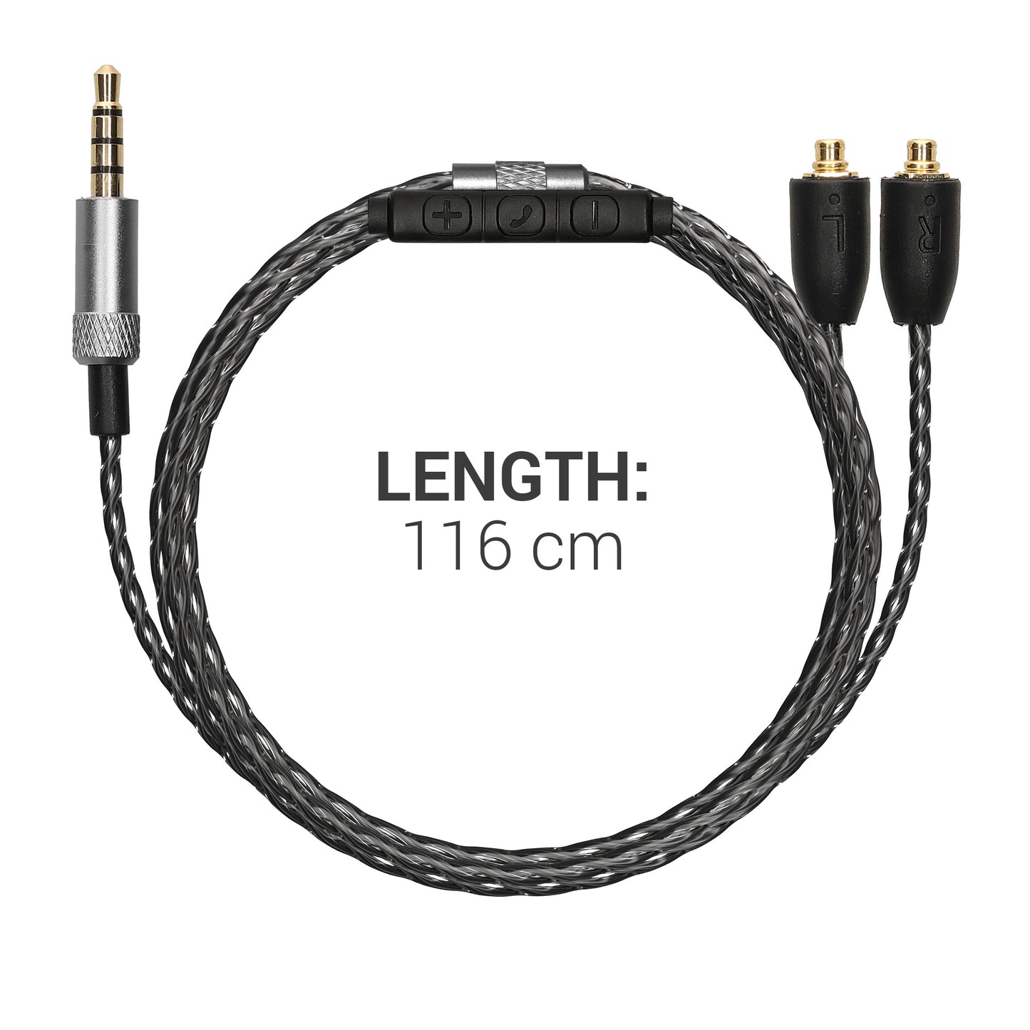 kwmobile Kopfhörerkabel für Shure SE215 / SE315 / SE425 / SE535 / SE846 / UE900 - Ersatz Kabel 120 cm Mikrofon Lautstärkeregler - 3.5mm Klinke