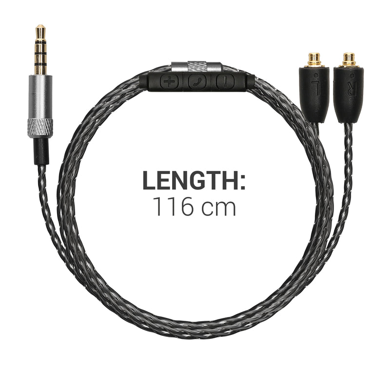 kwmobile Kopfhörerkabel für Shure SE215 / SE315 / SE425 / SE535 / SE846 / UE900 - Ersatz Kabel 120 cm Mikrofon Lautstärkeregler - 3.5mm Klinke