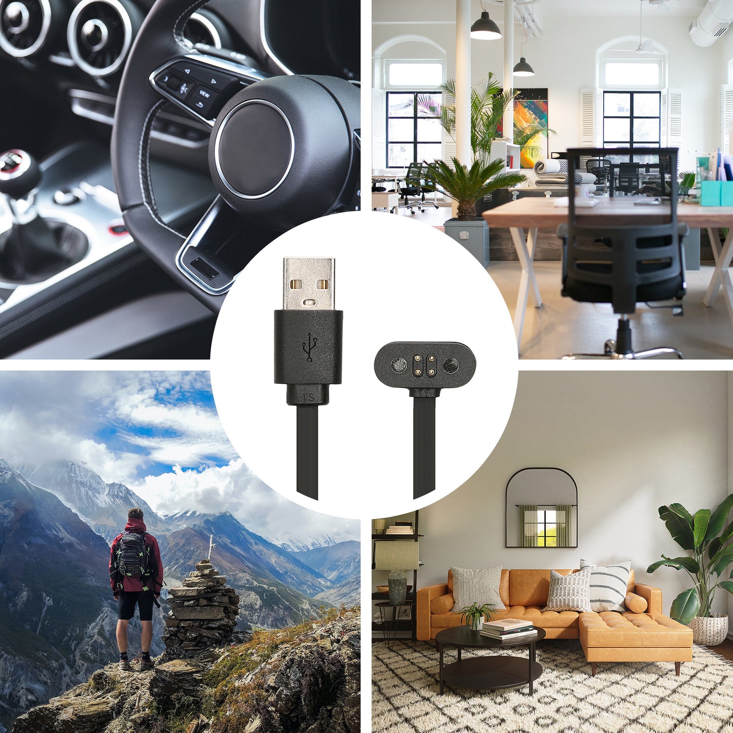 kwmobile kompatibel für Mojawa RunPlus USB Ladekabel Charger für Smart Watch Fitnesstracker Ersatzkabel