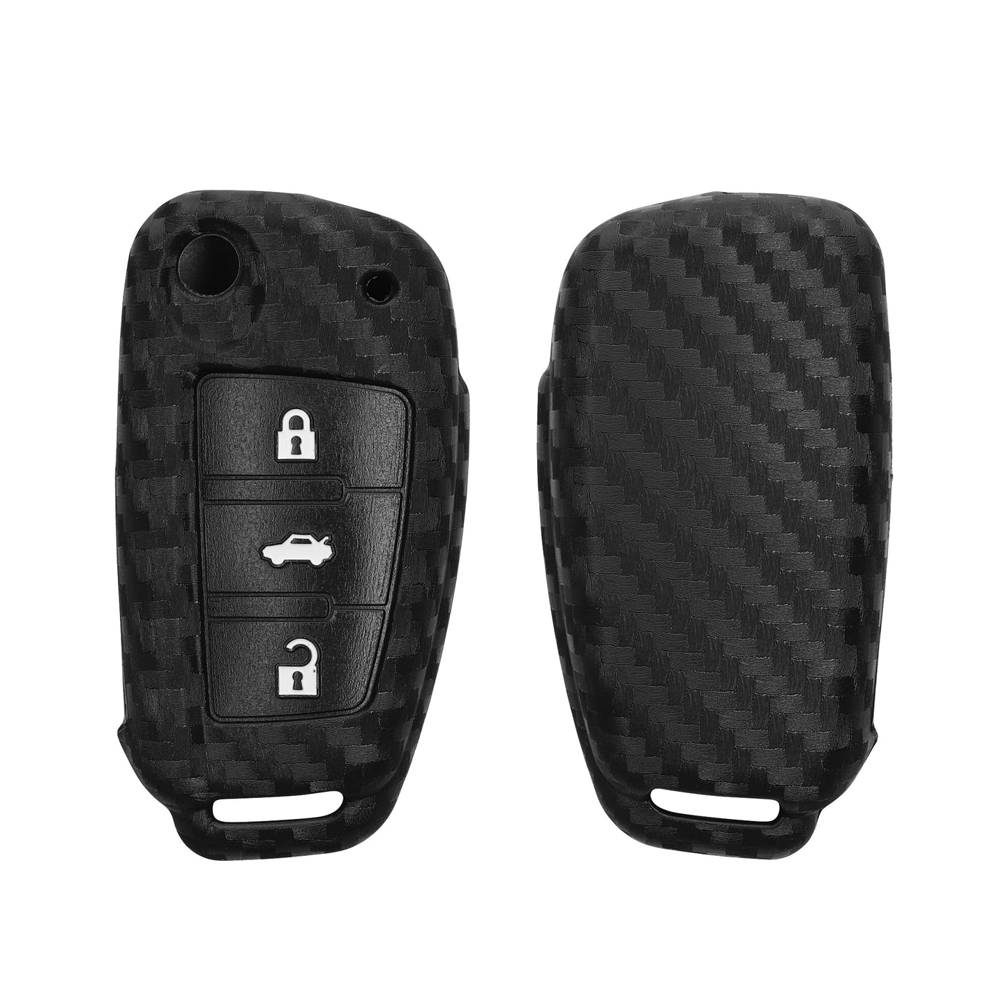 kwmobile Autoschlüssel Hülle kompatibel mit Audi 3-Tasten Klappschlüssel Hülle - Schlüsselhülle Carbon Schwarz Schwarz  [dsg02]