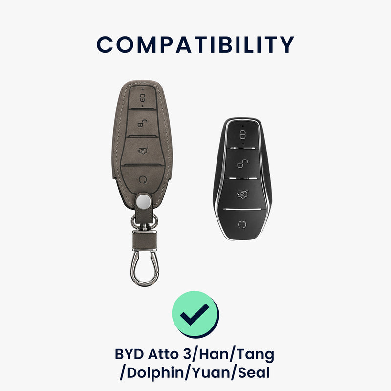 kwmobile Autoschlüssel Hülle kompatibel mit BYD Atto 3 / Sealion / Han / Tang / Dolphin / Seal - Kunstleder Schutzhülle Schlüsselhülle Cover