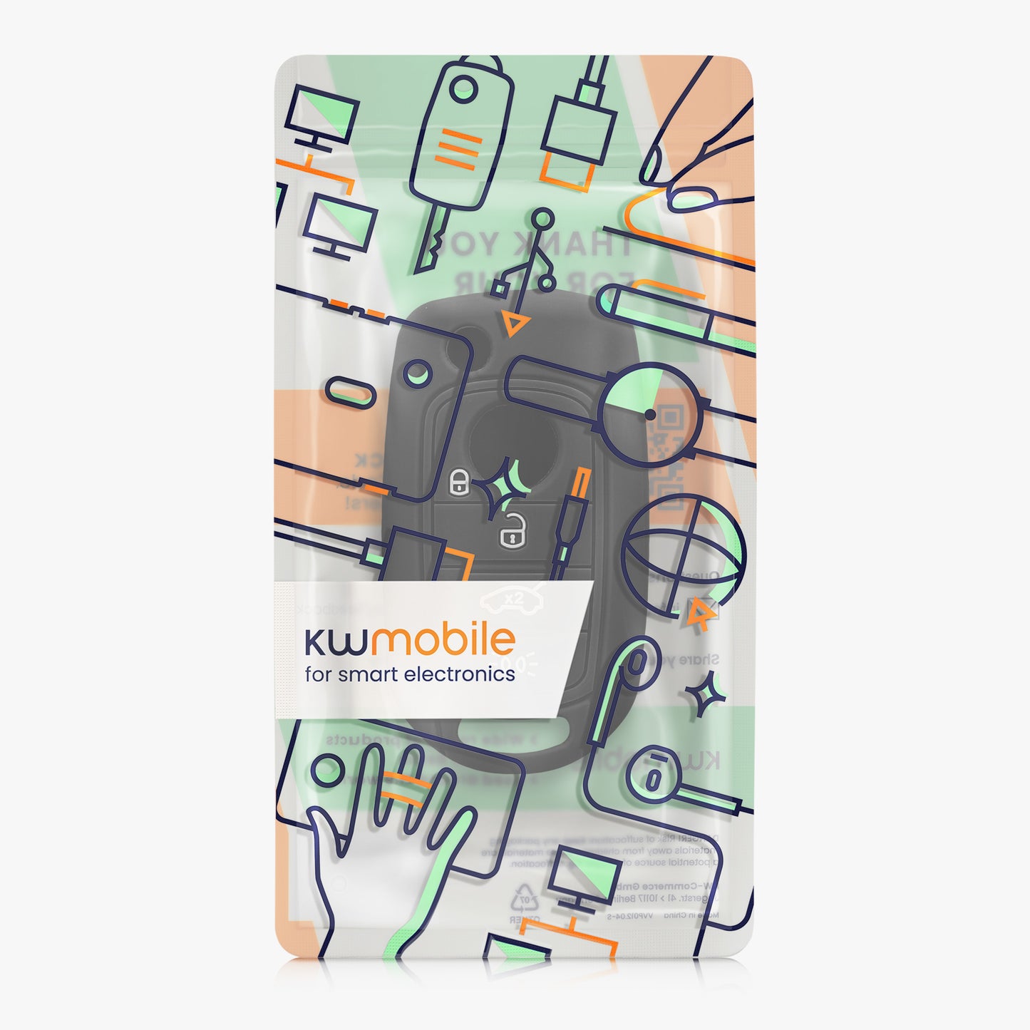kwmobile Autoschlüssel Hülle kompatibel mit Fiat 4-Tasten Klapp Autoschlüssel - Schlüsselhülle