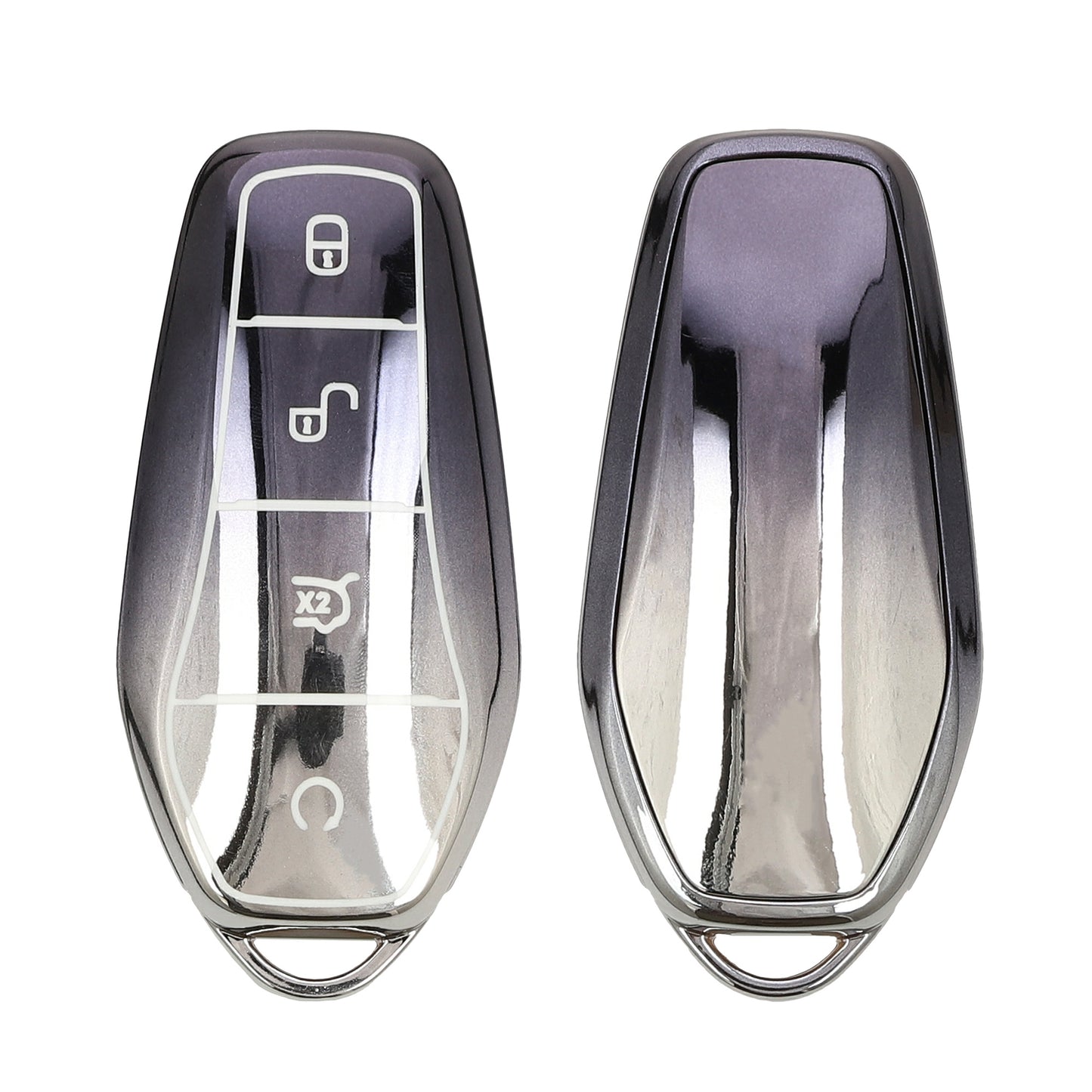 kwmobile Autoschlüssel Hülle kompatibel mit BYD Atto 3 / Sealion / Han / Tang / Dolphin / Seal - Schlüsselhülle Silikon Cover - Dunkelgrau Silber Dunkelgrau  [dsg02]
