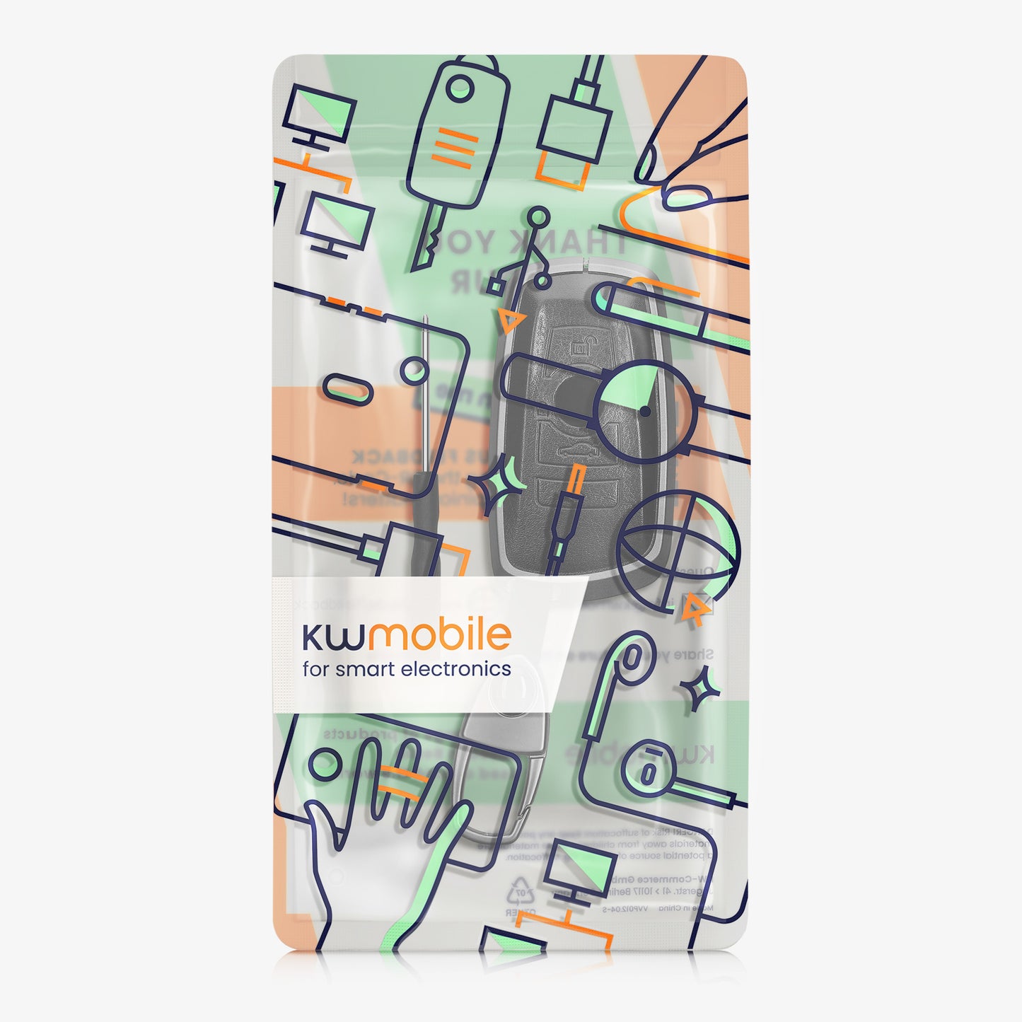 kwmobile Autoschlüssel Hülle kompatibel mit BMW 3-Tasten Funk Autoschlüssel (nur Keyless Go) Schlüsselhülle - Schutzhülle mit Schlüsselanhänger