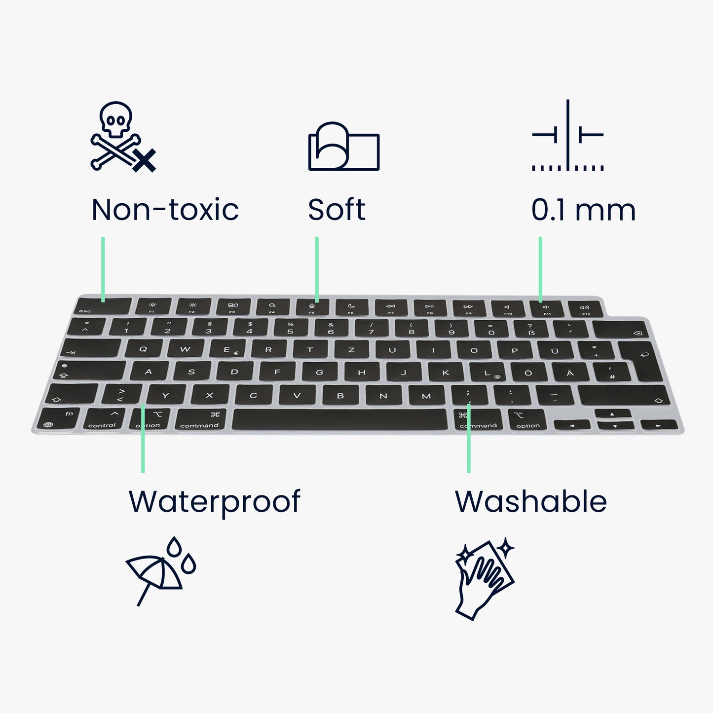 kwmobile Tastaturschutz für Apple Macbook Air 15 2023 M2 (A2941) QWERTZ Keyboard Cover Abdeckung