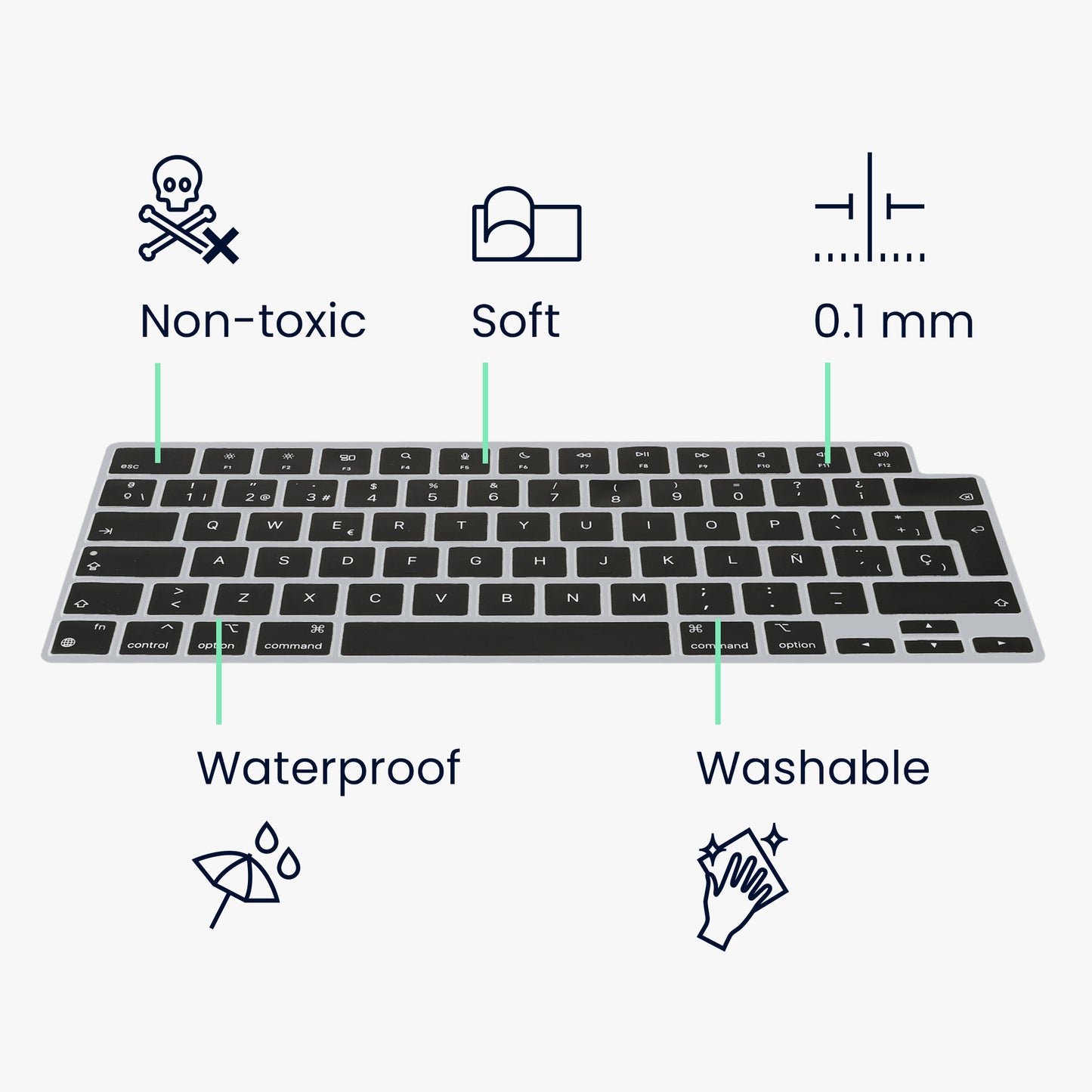 Silikon Tastaturschutz QWERTY (Spanien) kompatibel mit Apple MacBook Pro 14" (2023) A2779