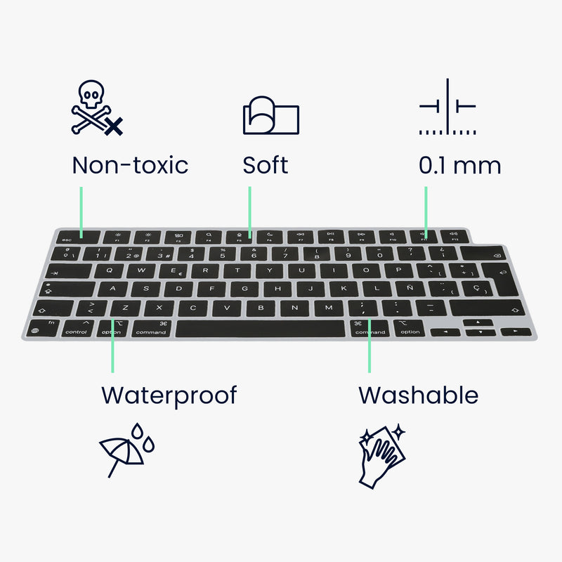Silikon Tastaturschutz QWERTY (Spanien) kompatibel mit Apple MacBook Pro 14" (2023) A2779