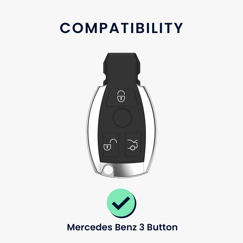 kwmobile Autoschlüssel Hülle kompatibel mit Mercedes Benz 3-Tasten Autoschlüssel - Schlüsselhülle Silikon Cover
