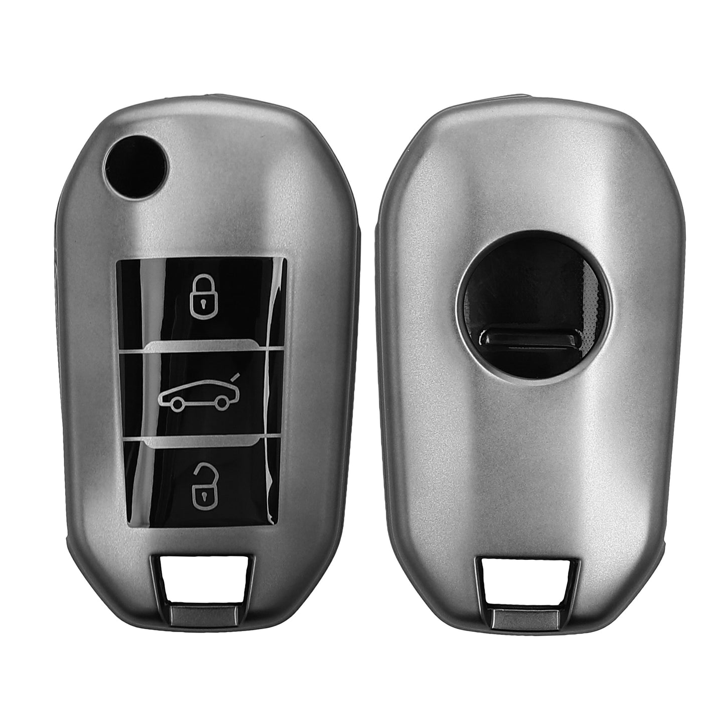 kwmobile Autoschlüssel Hülle kompatibel mit Peugeot Citroen 3-Tasten Klapp Autoschlüssel - Schlüsselhülle Silikon Cover - Schwarz matt Schwarz Schwarz matt  [dsg01]