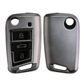 kwmobile Autoschlüssel Hülle kompatibel mit VW Golf 7 MK7 3-Tasten Autoschlüssel - Schlüsselhülle Silikon Cover - Schwarz matt Schwarz Schwarz matt  [dsg01]