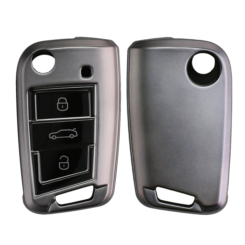 kwmobile Autoschlüssel Hülle kompatibel mit VW Golf 7 MK7 3-Tasten Autoschlüssel - Schlüsselhülle Silikon Cover - Schwarz matt Schwarz Schwarz matt  [dsg01]