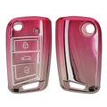 kwmobile Autoschlüssel Hülle kompatibel mit VW Golf 7 MK7 3-Tasten Autoschlüssel - Schlüsselhülle Silikon Cover - Rosa matt Silber Rosa matt  [dsg03]