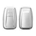 kwmobile Autoschlüssel Hülle kompatibel mit Toyota 2-Tasten Smart Key Autoschlüssel - Schlüsselhülle Silikon Cover - Silber matt Silber matt  [dsg02]